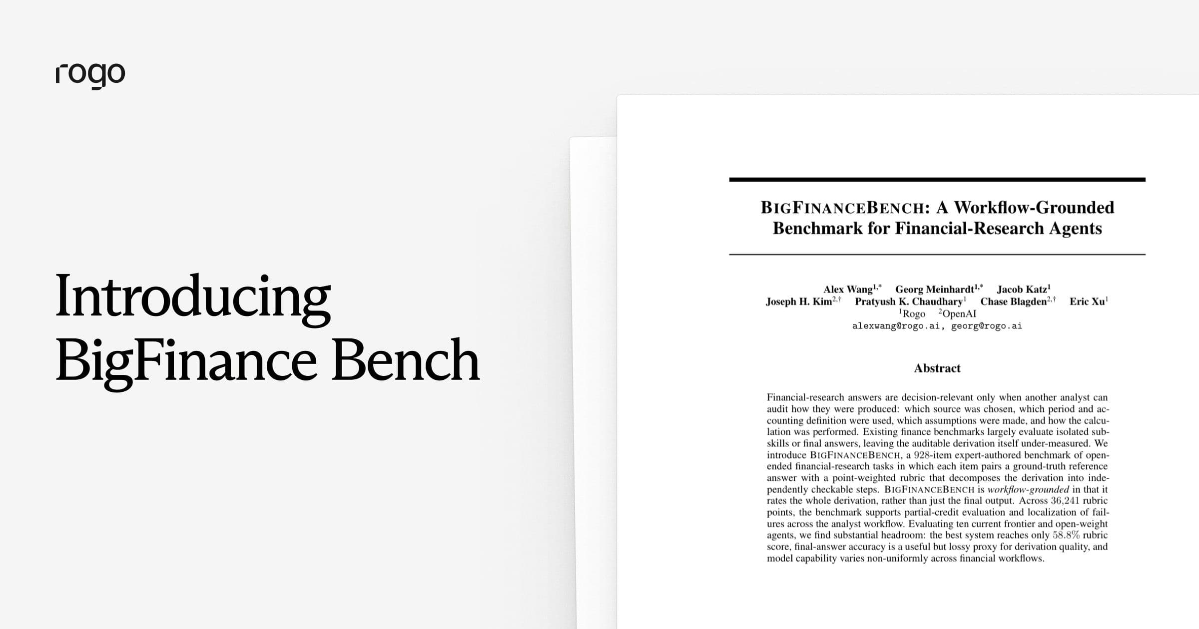 Rogo's Big Finance Bench