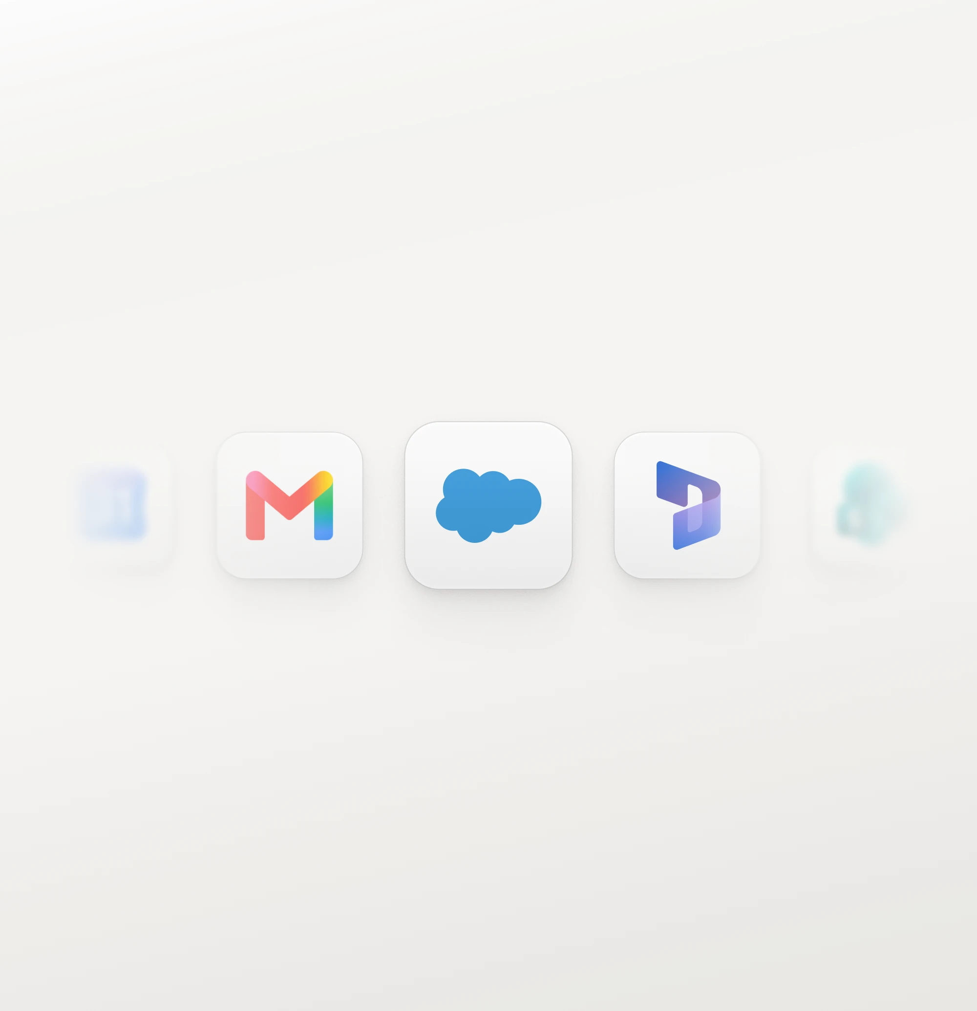 Connected sources — mail, files and deal systems — sitting side by side.