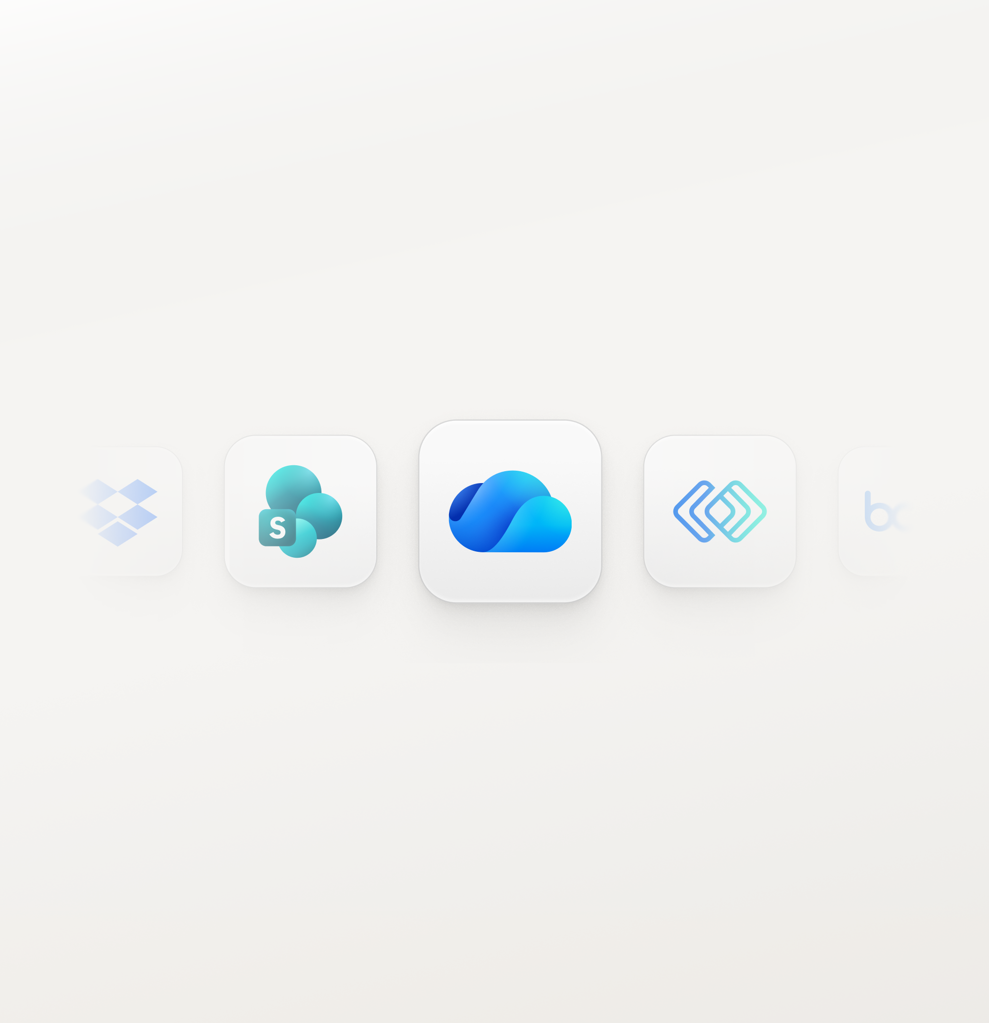 Connected apps, including file storage and a CRM.