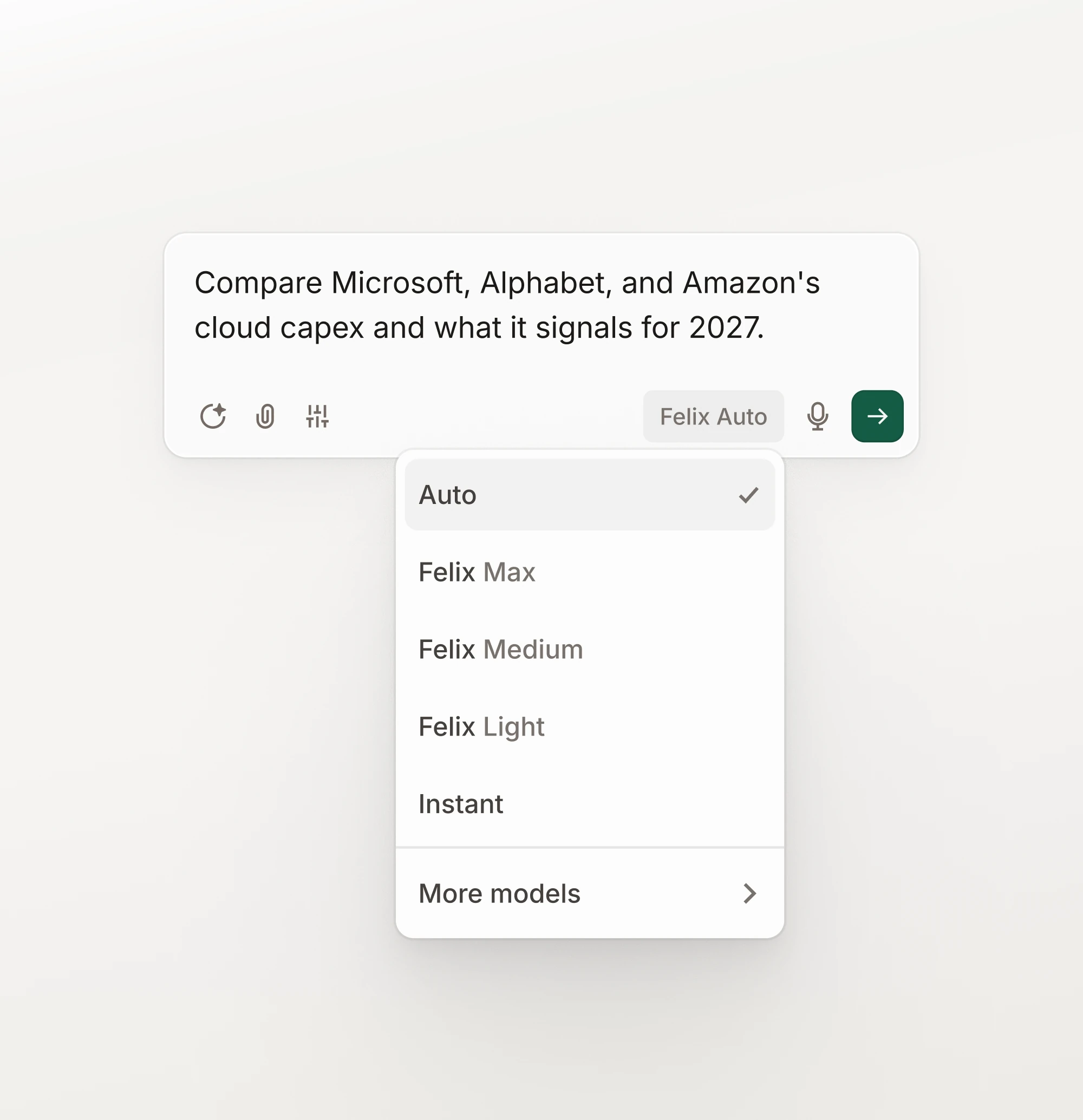 A prompt with the model menu open and Auto selected.